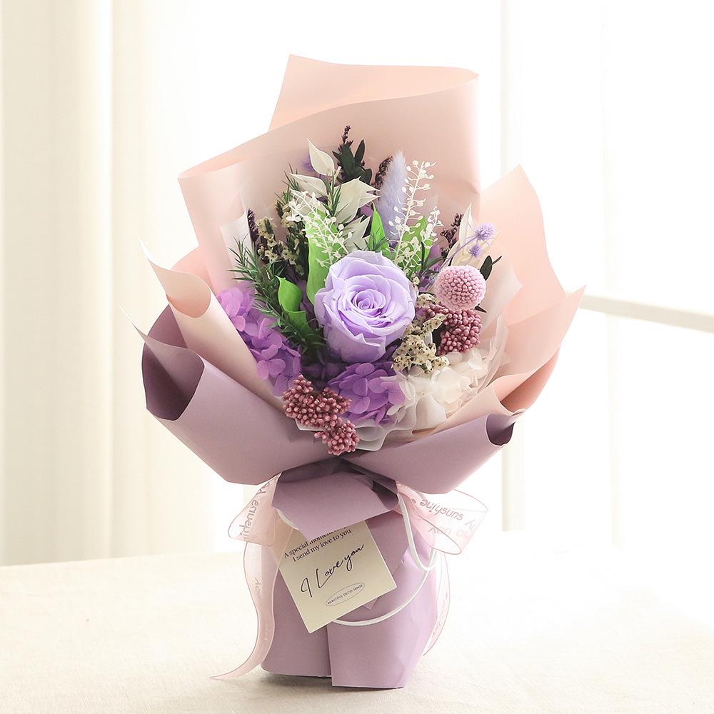 Eternal High-End Rose Bouquet with Real Fresh Flowers
