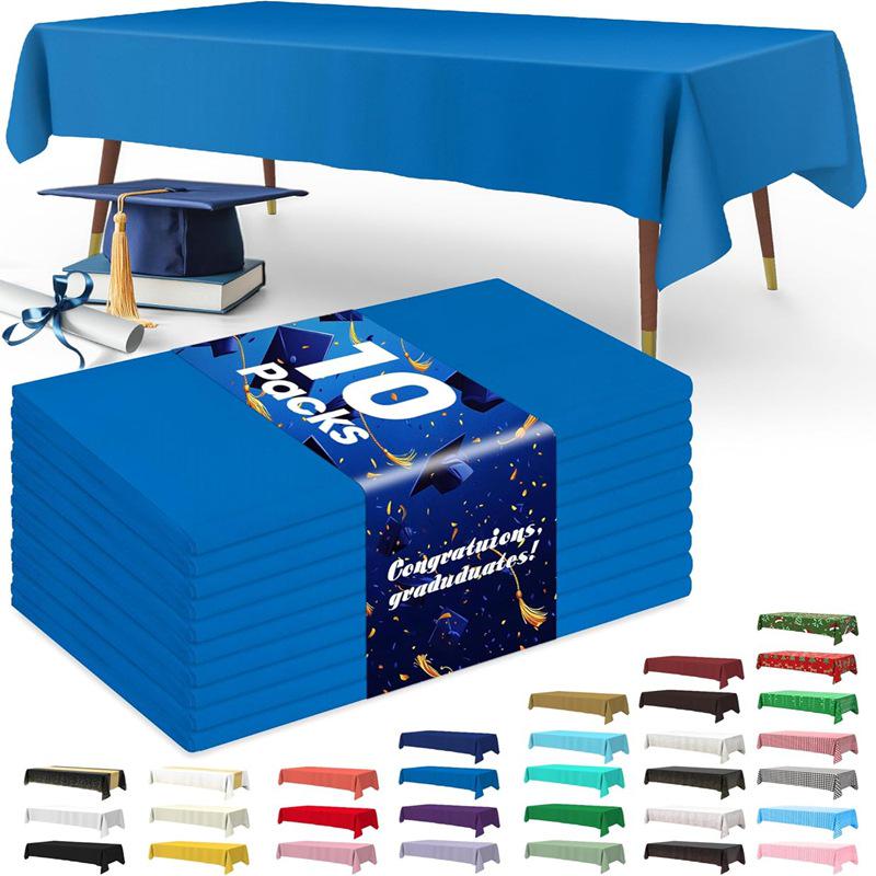 Thick Waterproof Disposable Plastic Tablecloth - Oil & Leak-Proof for Parties and Outdoor Dining