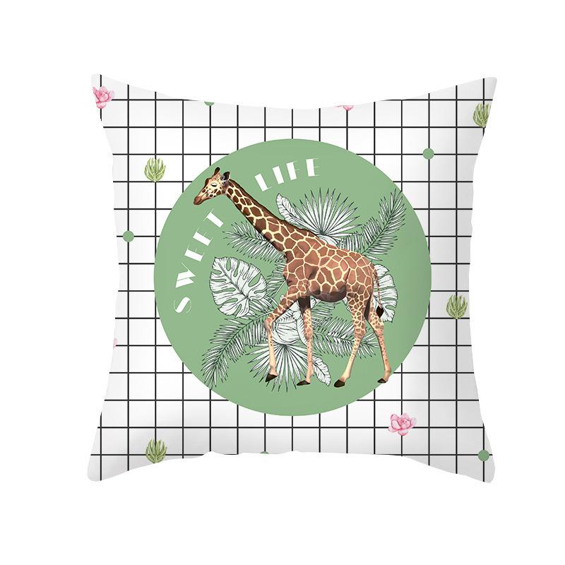Ins Pillow Cover Nordic Summer Green Plants Office Waist Backrest Home Decoration Pillow Cover Ins Style