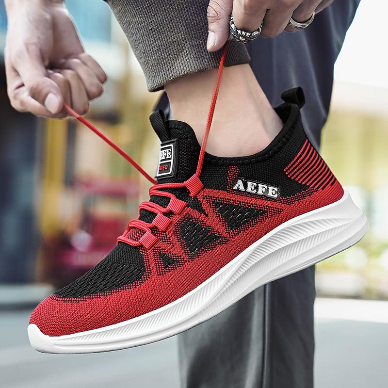 Mode Ademende Heren Hardloopschoenen Hoge Kwaliteit Lichtgewicht Antislip Buitensportschoenen Zachte Vetersluiting Tennis Sneaker voor Man