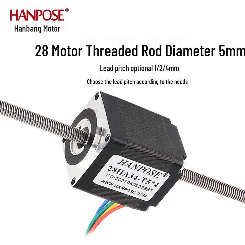 28-Step Linear Stepper Motor with T5 Trapezoidal Screw, Miniature Reciprocating High Torque Motor