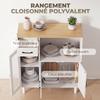 Kitchen Sideboard, Drawer, 3 Doors, Fluted Acrylic, Open Shelf, White and Oak