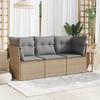 Vidaxl 3-Cz. Garden Furniture Set With Cushions, Beige, Poly Rattan