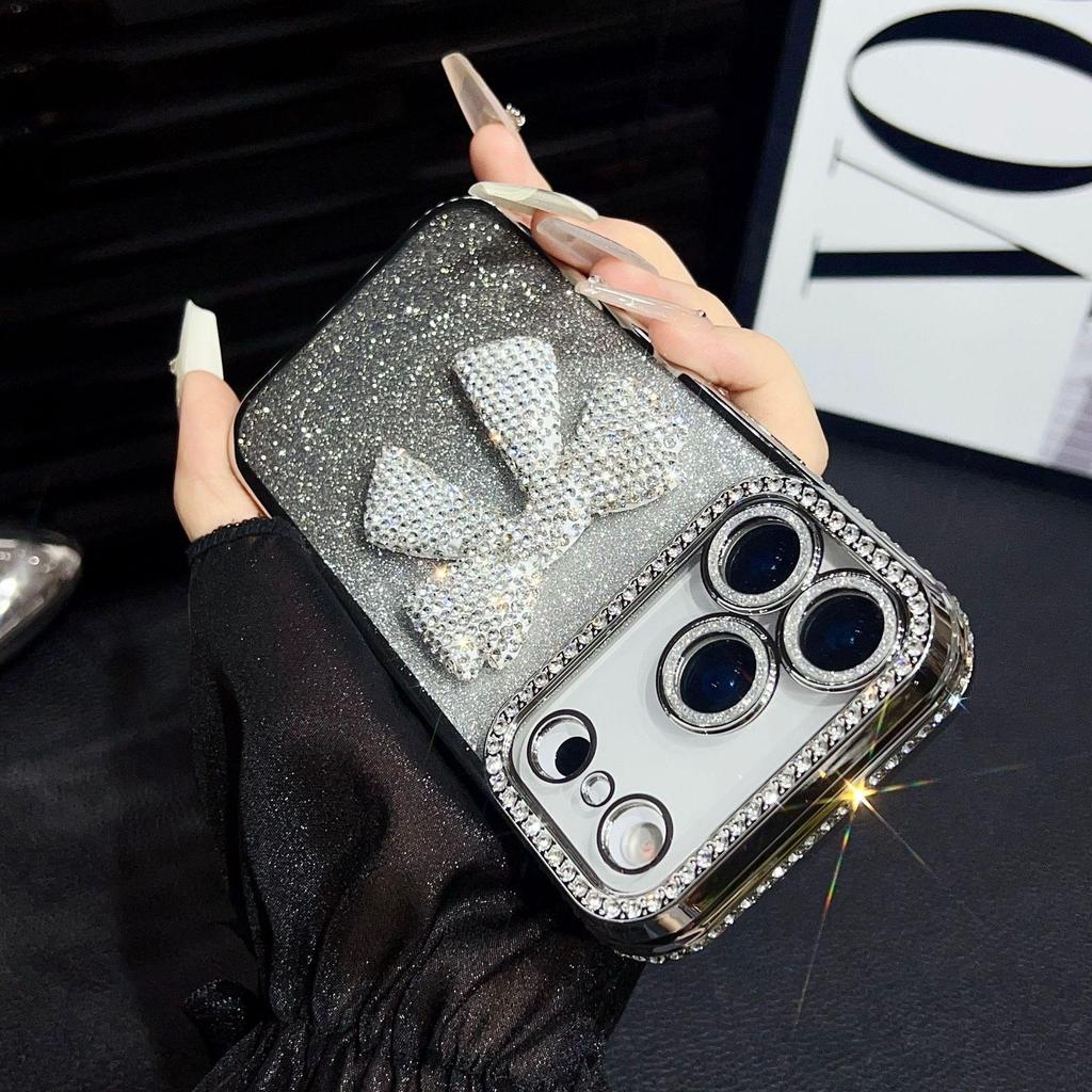 Luxury Rhinestone Bowknot Phone Case for Apple 17 Promax - Full Coverage