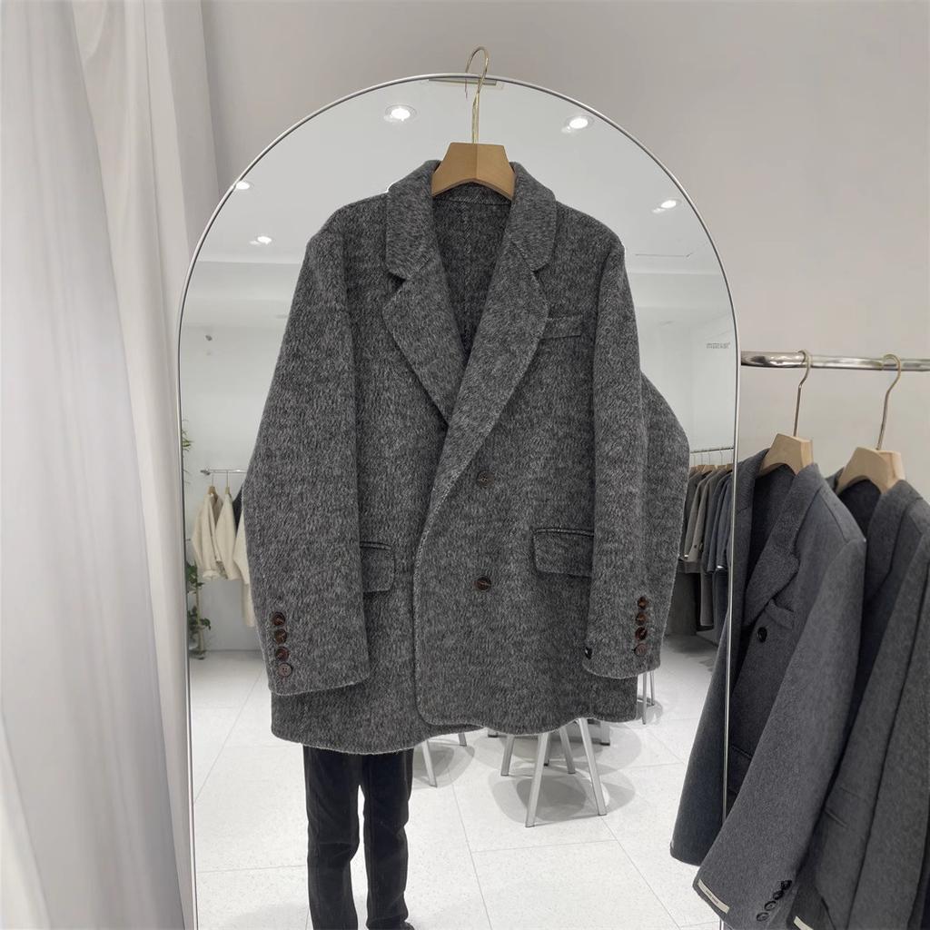 Wool coat women's double-sided woolen jacket commuting long-sleeved suit collar simple and loose autumn and winter commuting style