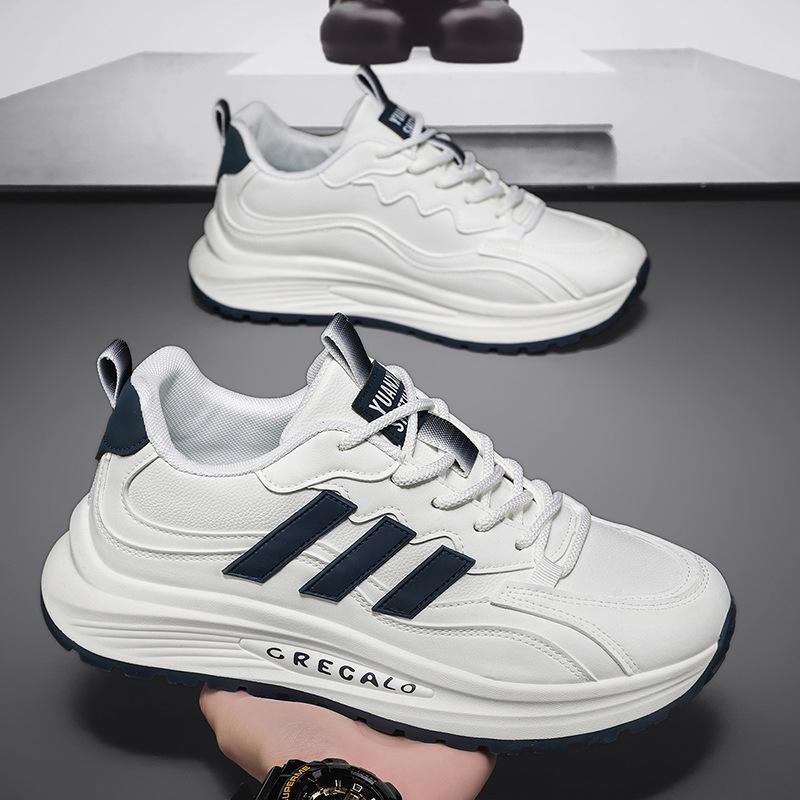 

Men s shoes 2024 new winter trend leather surface waterproof thick sole wear-resistant sports and leisure shoes men s popular dad shoes 44 білий