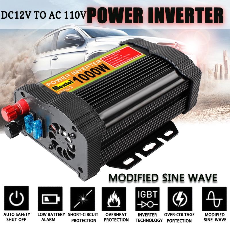 

Инвертор 12В 110В 2000Вт Пиковый Авто Модифицированная синусоида 1000Вт Преобразователь напряжения Инвертор питания Конвертер Автозарядка USB серебряный