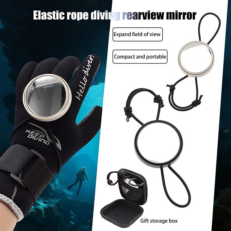 1Pc Adjustable Rearview Mirror With Lanyard Rope Side Mount Accessory For Cave And Boat Diving Bcd Equipment Bungee Rope Mirror