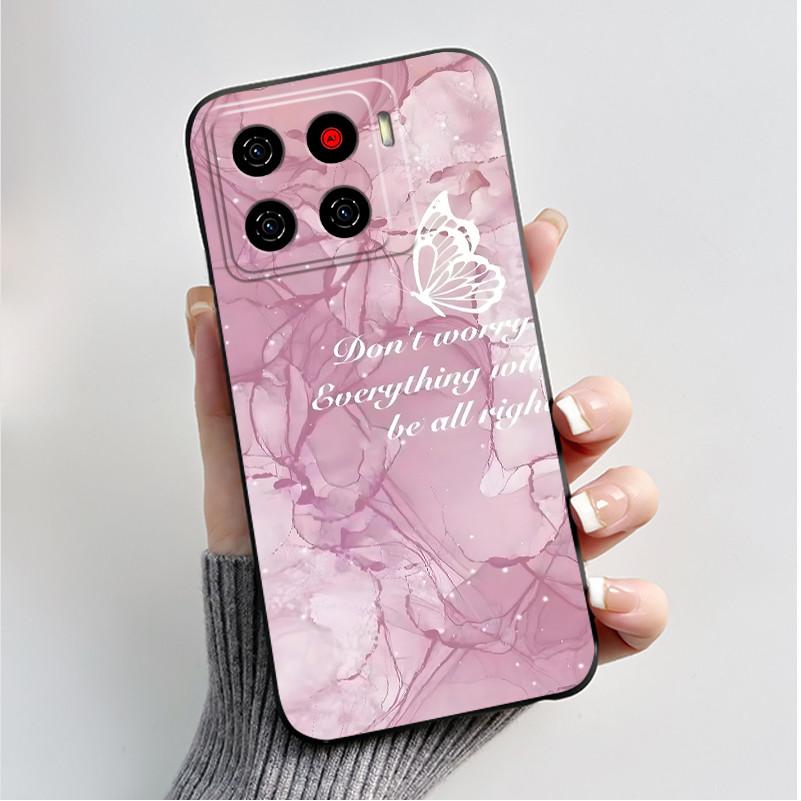 Printing Pattern Case For ZTE Blade A56 Z2473 Nubia A56 Soft Silicone Black Shell Cover For Blade A56 Pro Cute Flower Casing