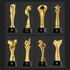 Customized Gold-plating Resin Trophy Award Souvenir, Excellent Character, Home Decoration, Creative, Crystal Base, Engraving 1Pc
