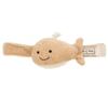 Y-1331 Pompkins BABY 100% Cotton Whale Series Wrist Rattle, Made In Japan (Brown)