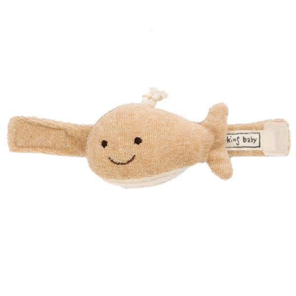 

pompkins BABY organic cotton wrist made in Japan Y-1331 100% [Whale series] rattle, (brown)