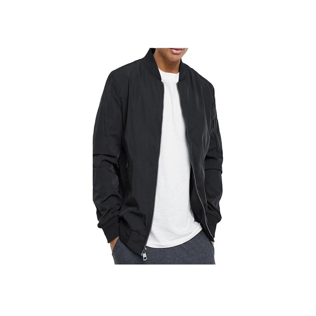 Calvin Klein Solid Color Side Pocket Zipper Closure Long Sleeve Jacket Men Jackets Black CM107904-BLACK