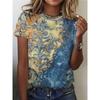 Summer Short Sleeved 3D Printed Round Neck T-shirt Pullover Casual Short Sleeved Women's Top Shirt