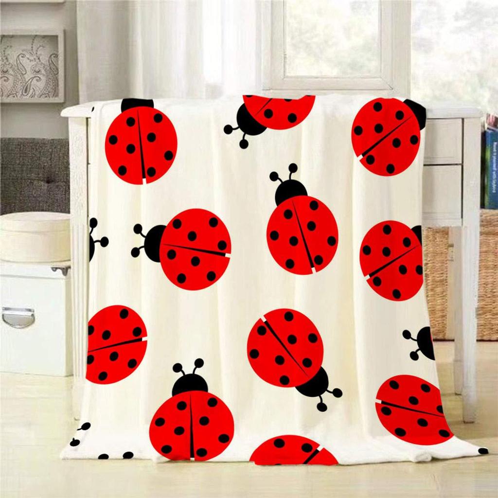 Red Ladybug Blanket Soft Warm Flannel Blanket Bed Sofa Car Blanket Ladybug Print Blanket Shawl Blanket
