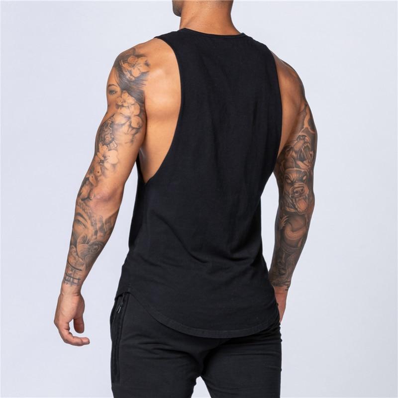 Muscleguys New Sports Tank Top Men's Breathable Cotton Sleeveless Singlet Running Training Loose Elastic Leisure Fitness T-shirt