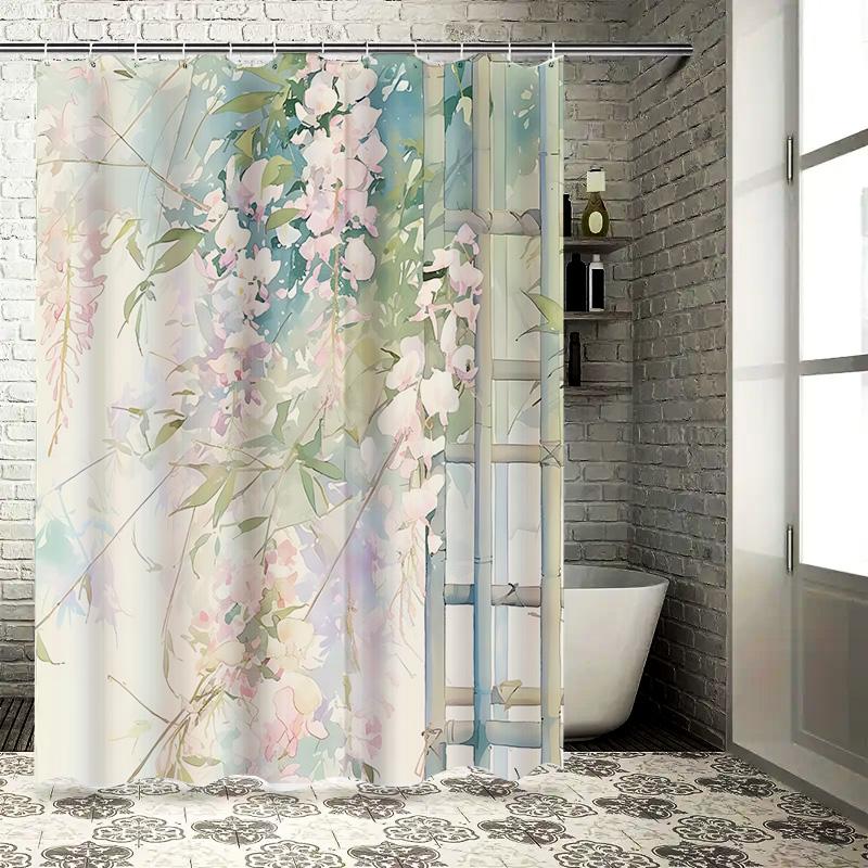 

Elegant Floral Shower Curtain For Bathroom - Watercolor Flowers Design Durable And Waterproof, Ideal For Home Decor Easy-Clean W60H190(CM)-1 Pcs