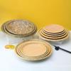 Bamboo Plate  Easy To Clean Round Smooth Edges Bamboo Dinner Plate Set High Temperature Resistant Sustainable Bamboo Tableware