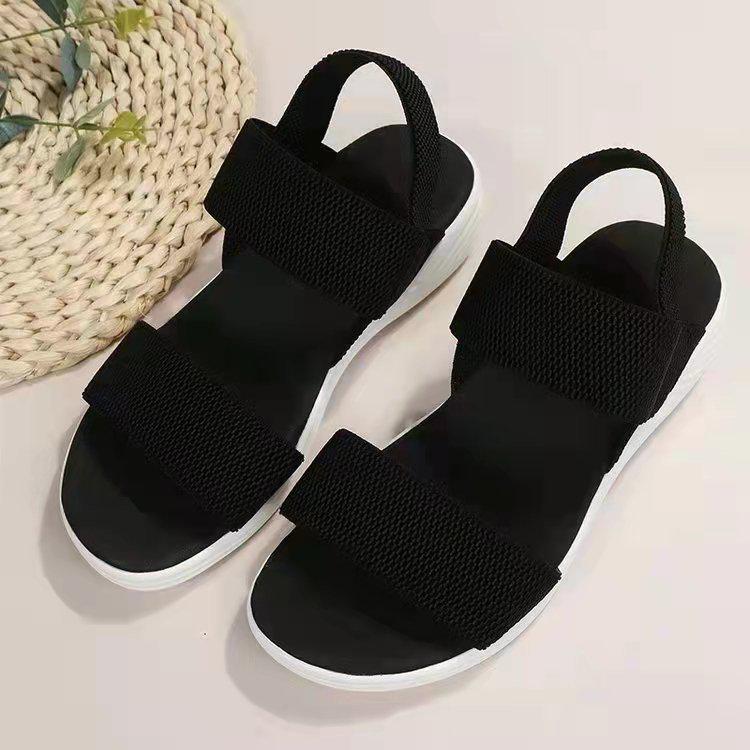 Women's 2024 Summer Casual Sandals: Thick Sole Wedge with Elastic Band & Open Toe, Plus Size Available