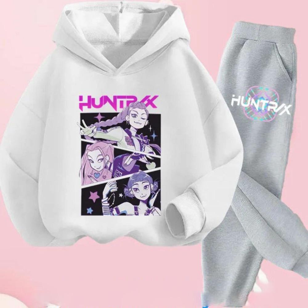 KPop Demon Hunters Hoodie Set Girls Fashion Casual Sweatshirt Movie New Kid K-Pop Demon Hunters Hooded Suit Clothes