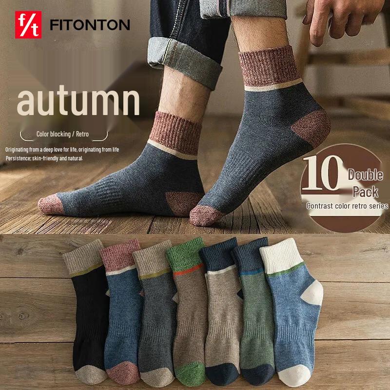 FitonTon Men s 10-Pack Anti-Odor Breathable Mid-Calf Socks One Size
