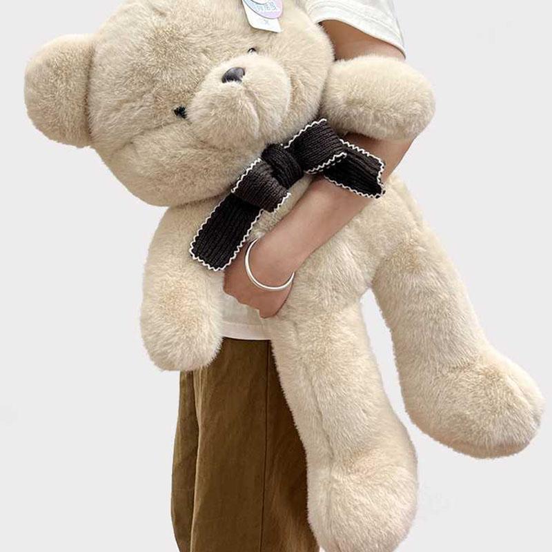 Cute Large Teddy Bear Plush Toy Soft Fluffy Stuffed Animal With Bowknot Big Hugging Pillow For Kids Valentine Birthday Gift