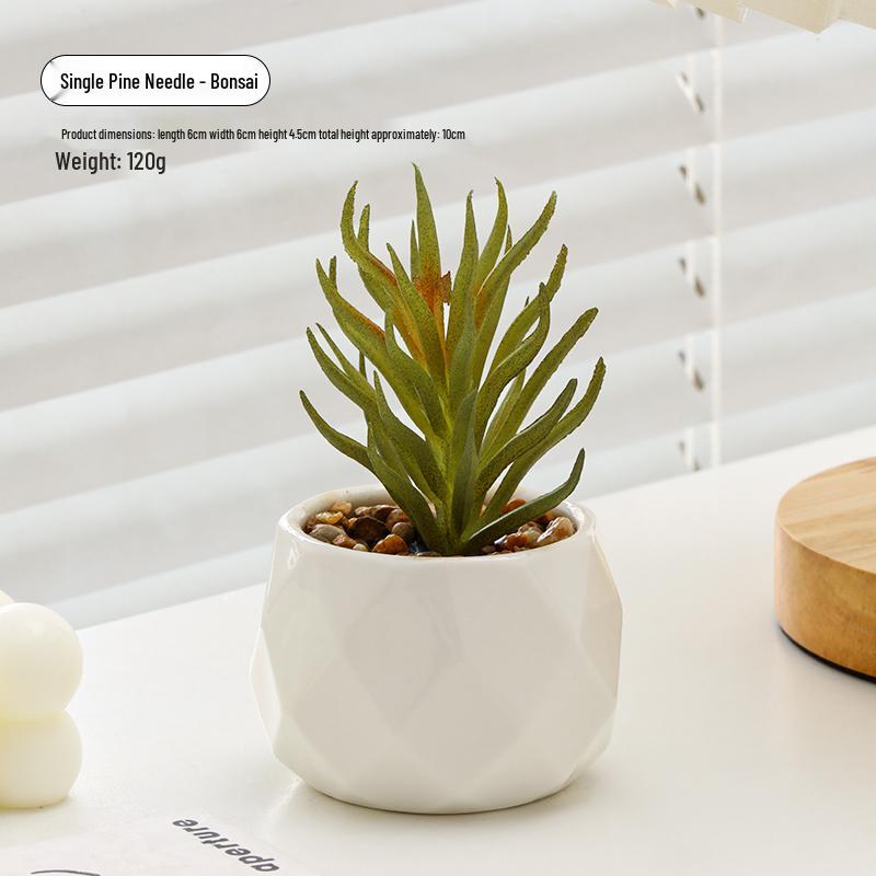 Small Indoor Potted Succulent - Artificial Green Plant Ornament for Home, Office, or Desktop Decor