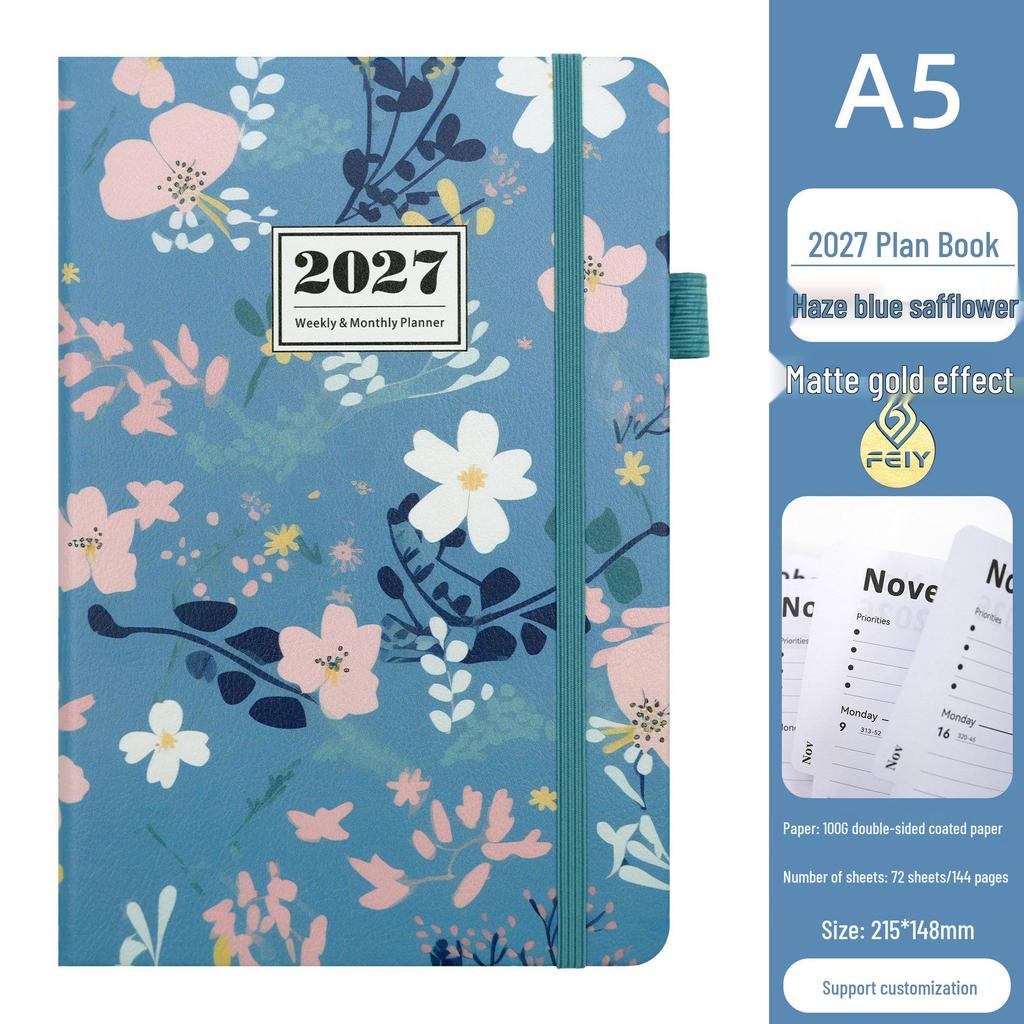2027 English Weekly Planner A5 Schedule Book - Efficient Planning Notebook with Custom Logo