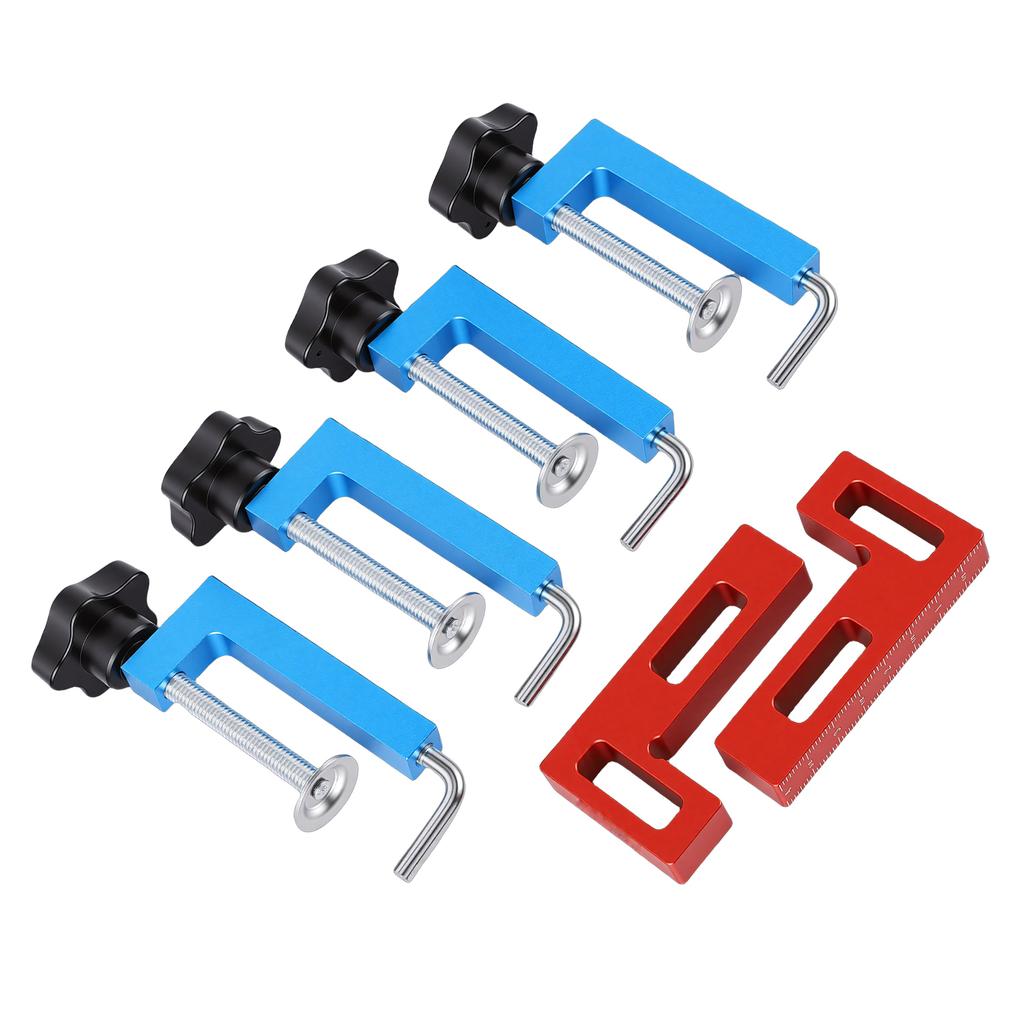 Corner Clamp Set 2 Positioning Squares 4 Clamps Aluminum Alloy 90 Degree Right Angle Clamp for Woodworking Furniture
