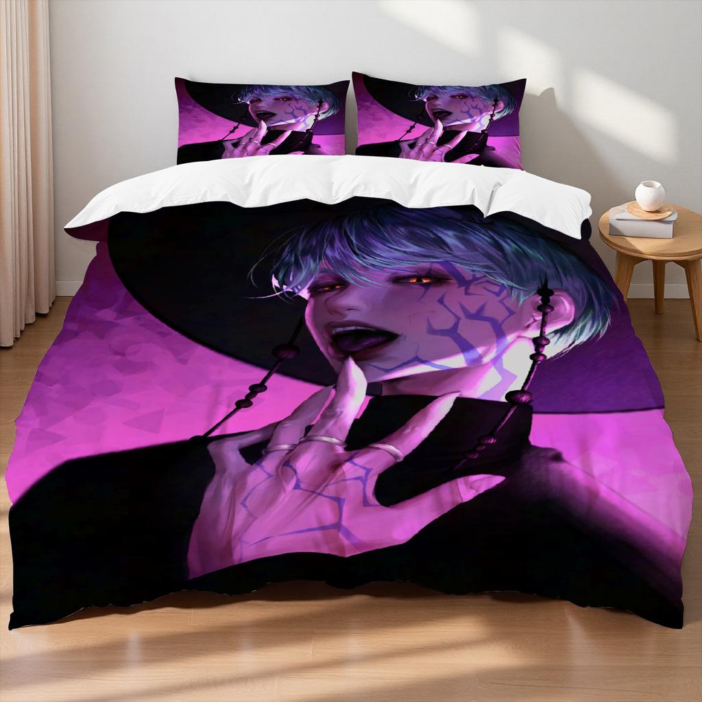 D-Demon Hunters Villain Themed K-Pop Bedding Set Colorful Print Polyester Bed Sheet Duvet Cover Kid Gift Home Textile