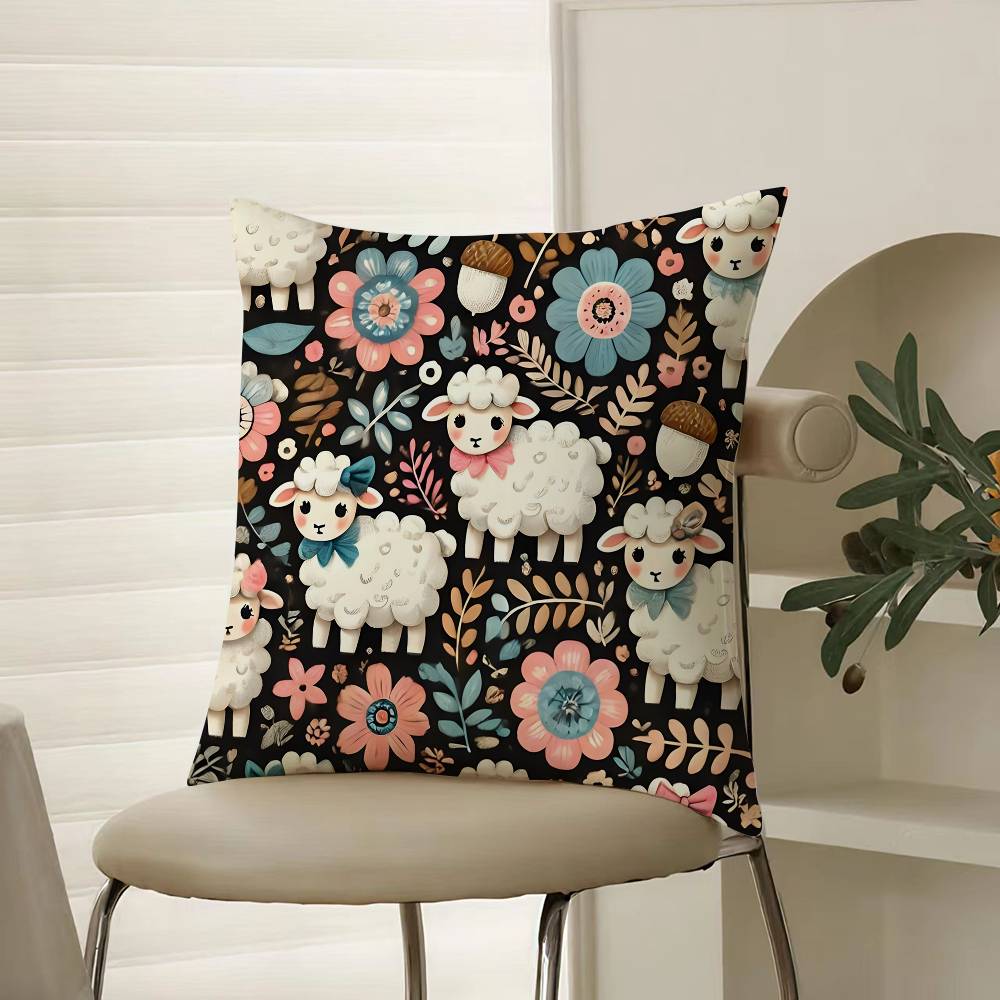 Bright And Elegant Single Printed Flowers Pillow Case Comfort Sofa Bed Silky Elegant Invisible Zipper Decorative Cushion Cover