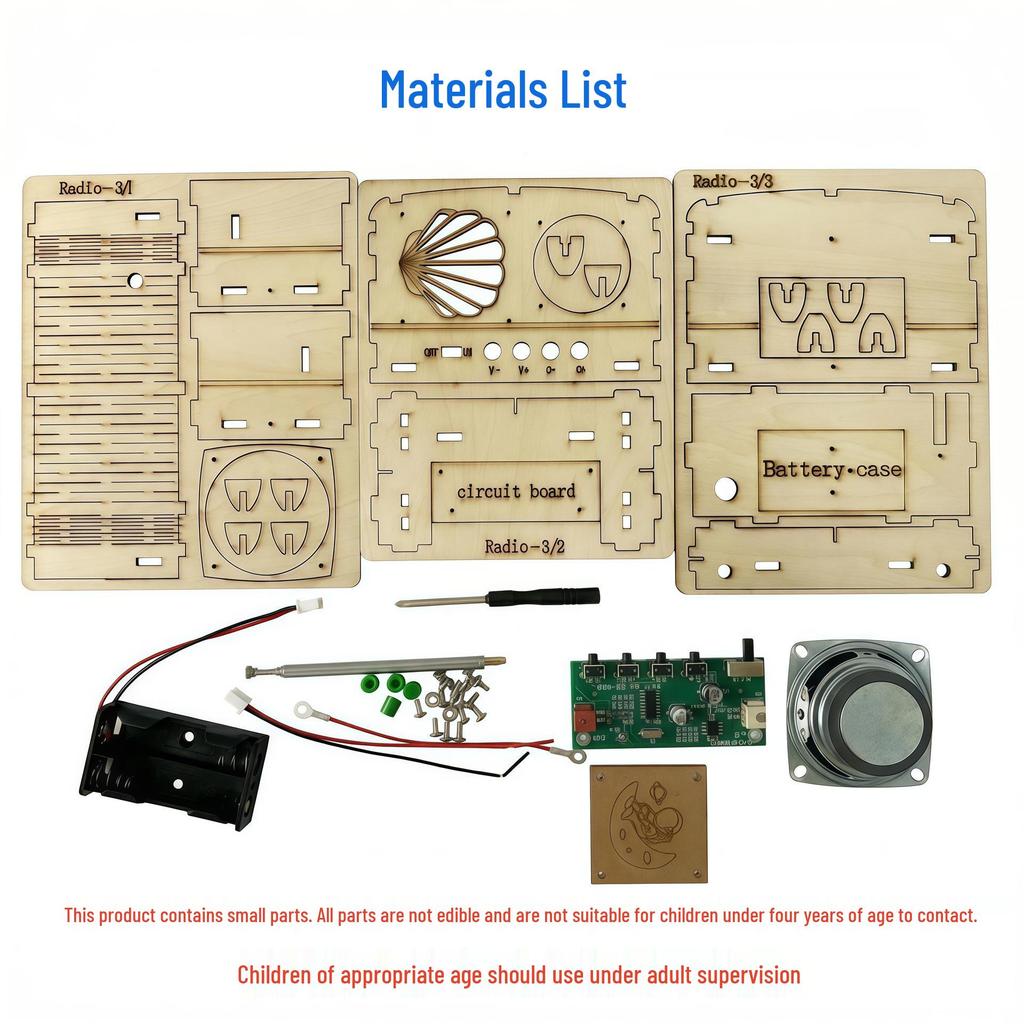 Cross-Border STEM DIY Wooden Radio Kit for Kids - Educational Science Gift