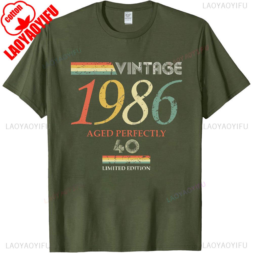 Vintage Made in 1986 40th Birthday 40 Years Old TShirts Summer Graphic Cotton Streetwear ShortSleeve Gifts Tee Men Tops