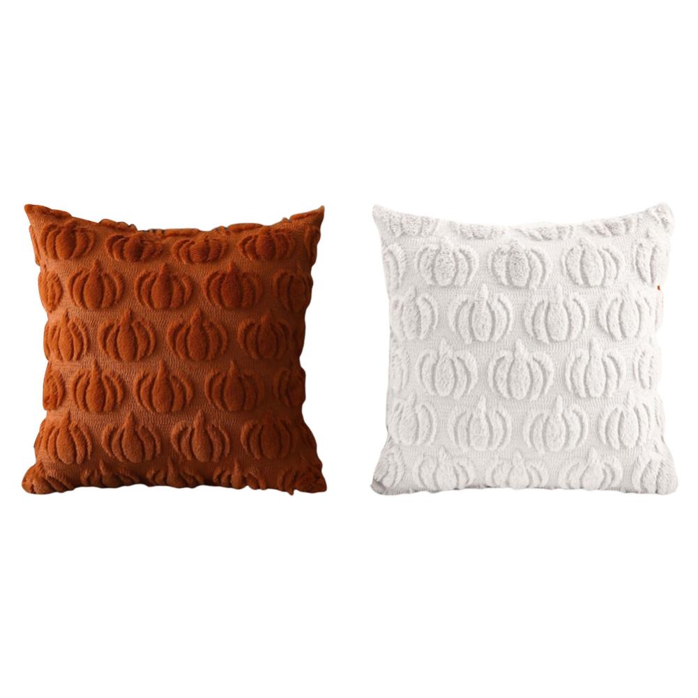 2Pcs Ghost Pumpkin Pillowcase Plush Faux Fur Pillowcase Washable Soft Ghost Pumpkin Pillow Cover Halloween Festive Decoration 45x45cm