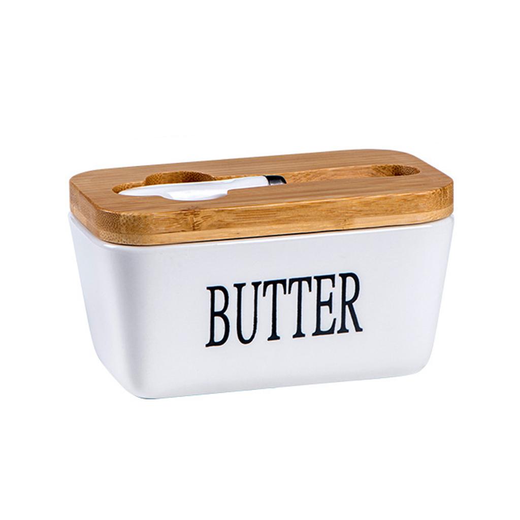 Ceramic Butter Dish With Lid Knife Butter Stick Holder Cheese Dessert Cake Tray Butter Stick Keeper Tray Home Container Butter Dish