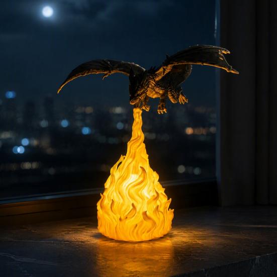 Table Decoration Dragon Bookshelf Nook Light, Fire-Breathing Fantasy Shelf Decor, LED Handmade Art Sculpture Night Lamp for Bedroom Living Room Office