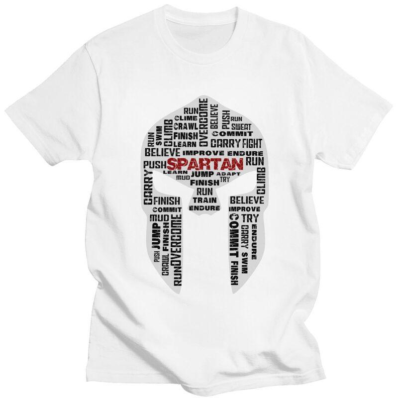 Custom Spartan Race Helmet Tshirt for Men Short Sleeves T Shirt Fashion Sparta Spirit Tshirts Loose Fit Pure Cotton Tees Gift