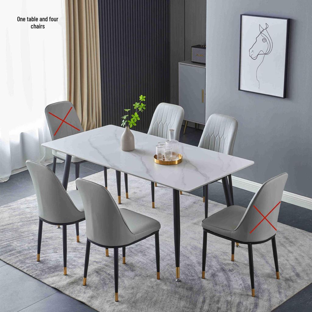 Modern Minimalist Italian Rock Slab Dining Table Set for Small Apartments