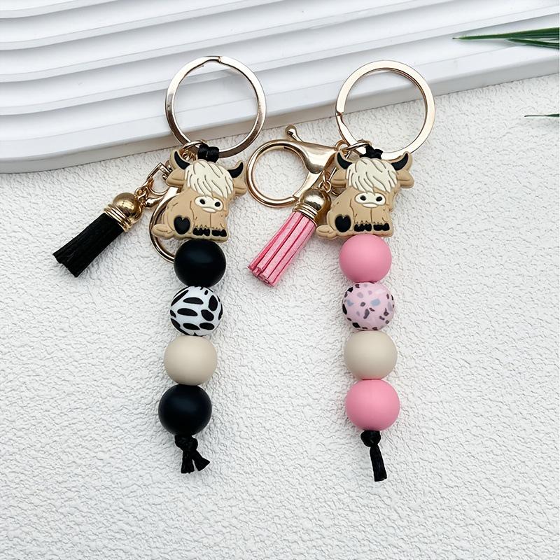 Highland Cow Silicone Pendant Keychain - Popular Animal Bag Charm Ornament