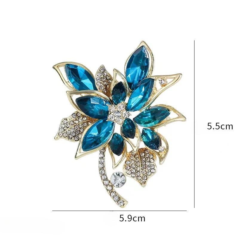 Elegant Flower Brooch Pin for Women Fashion Crystal Pin Clothes Suit Accessories Jewelry Gifts