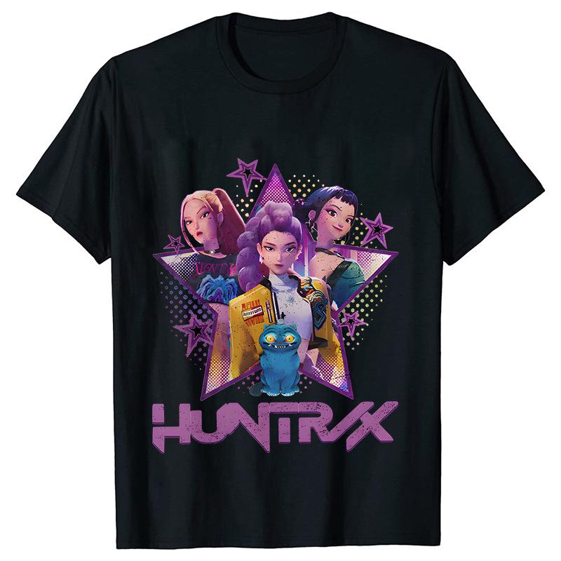 Kpop Demon Hunters Cartoon T-shirt for Chrildren  O-neck T-shirts 2025 Hot Movies Same Tshirts Fans Gifts Y2K High Street Tops