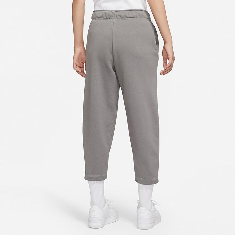 Nike Sportswear Essentials Solid Logo Mid-Rise Loose Fit Casual Sports Long Pants Women bottoms Light-Gray DR7838-029