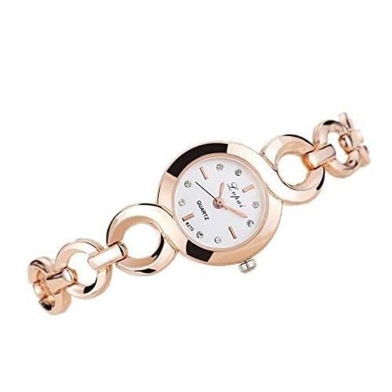 Womens wristwatch gift women quartz One Piece Gears2 watch band (Gold Size)