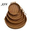 Mold Resistant Bread Tray Imitation Rattan Fruit Basket, Round Tray, Steamed Decorative Woven Basket Food Storage Eco-Friendly Kitchen Organizer,