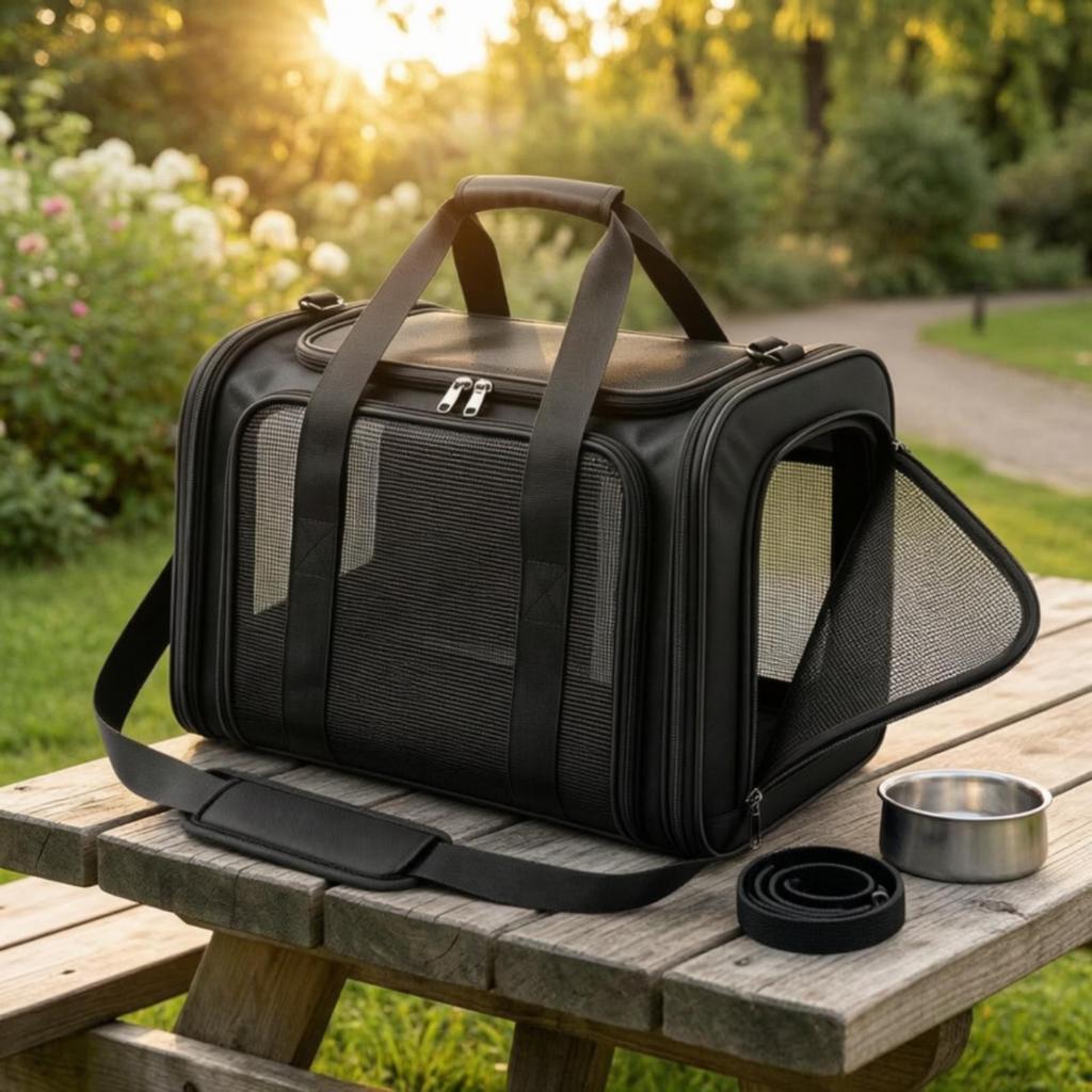 Pet Carrier Bag Breathable with Mesh Panels Collapsible Lightweight