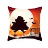 Home Cartoon Pumpkin Head Halloween Pillow Cover Peach Velvet Cushion Cover Office Sofa Cushion Cover