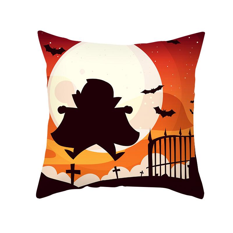 Home Cartoon Pumpkin Head Halloween Pillow Cover Peach Velvet Cushion Cover Office Sofa Cushion Cover