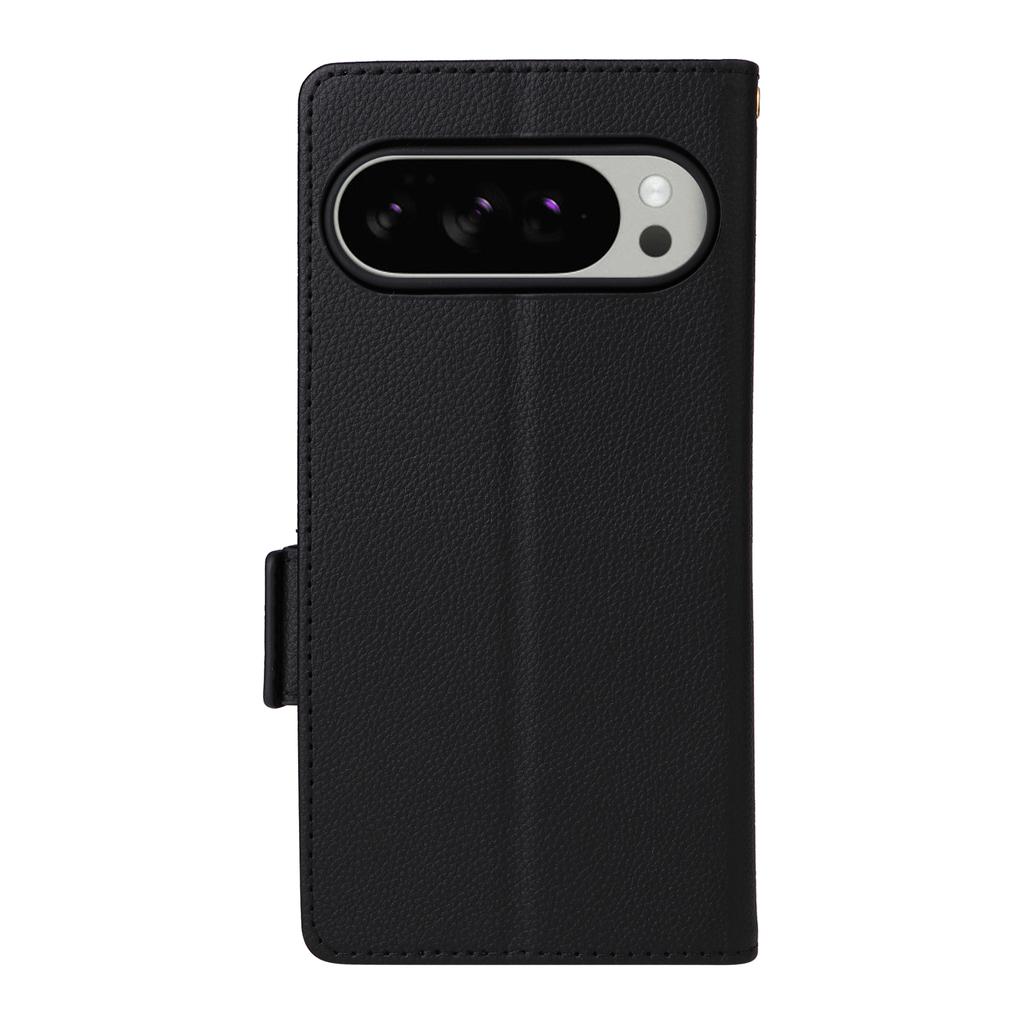 For Google Pixel 10 Pro XL Case with Wrist Strap Litchi Texture PU Leather Wallet Phone Cover