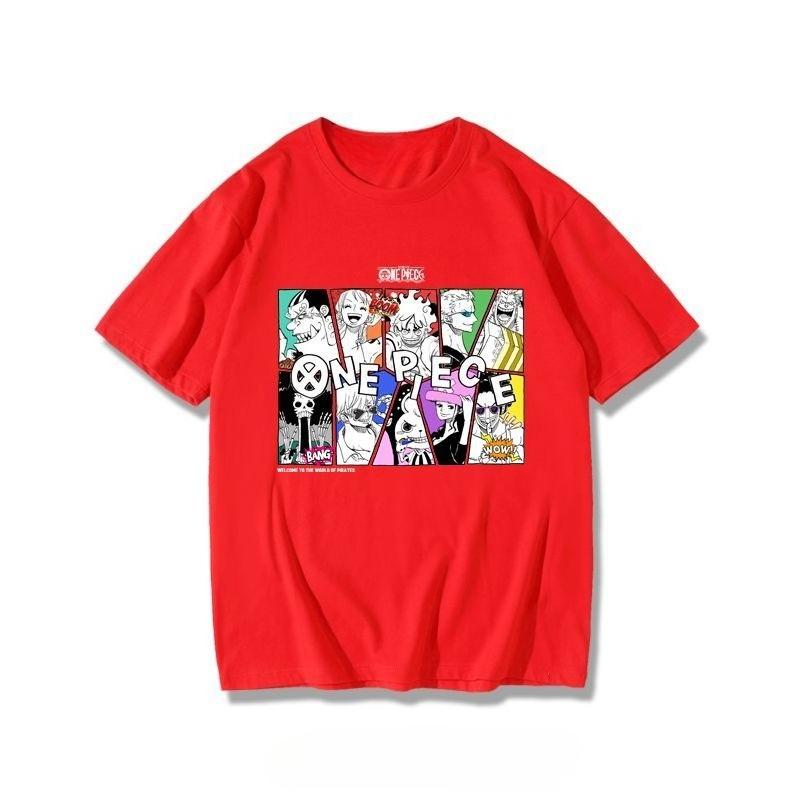 Japanese Style One Piece Luffy  Zoro TShirt Summer Loose Anime Short Sleeve for Unisex M