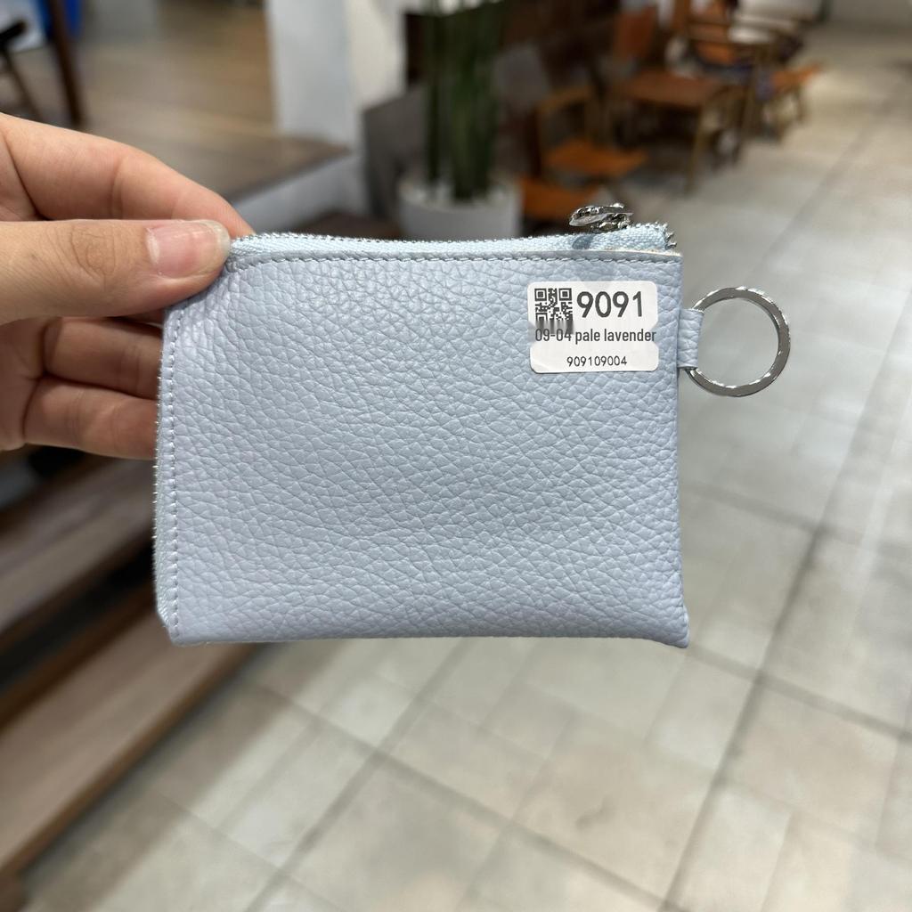 Genuine Leather Zipper Coin Purse & Card Holder with Key Ring